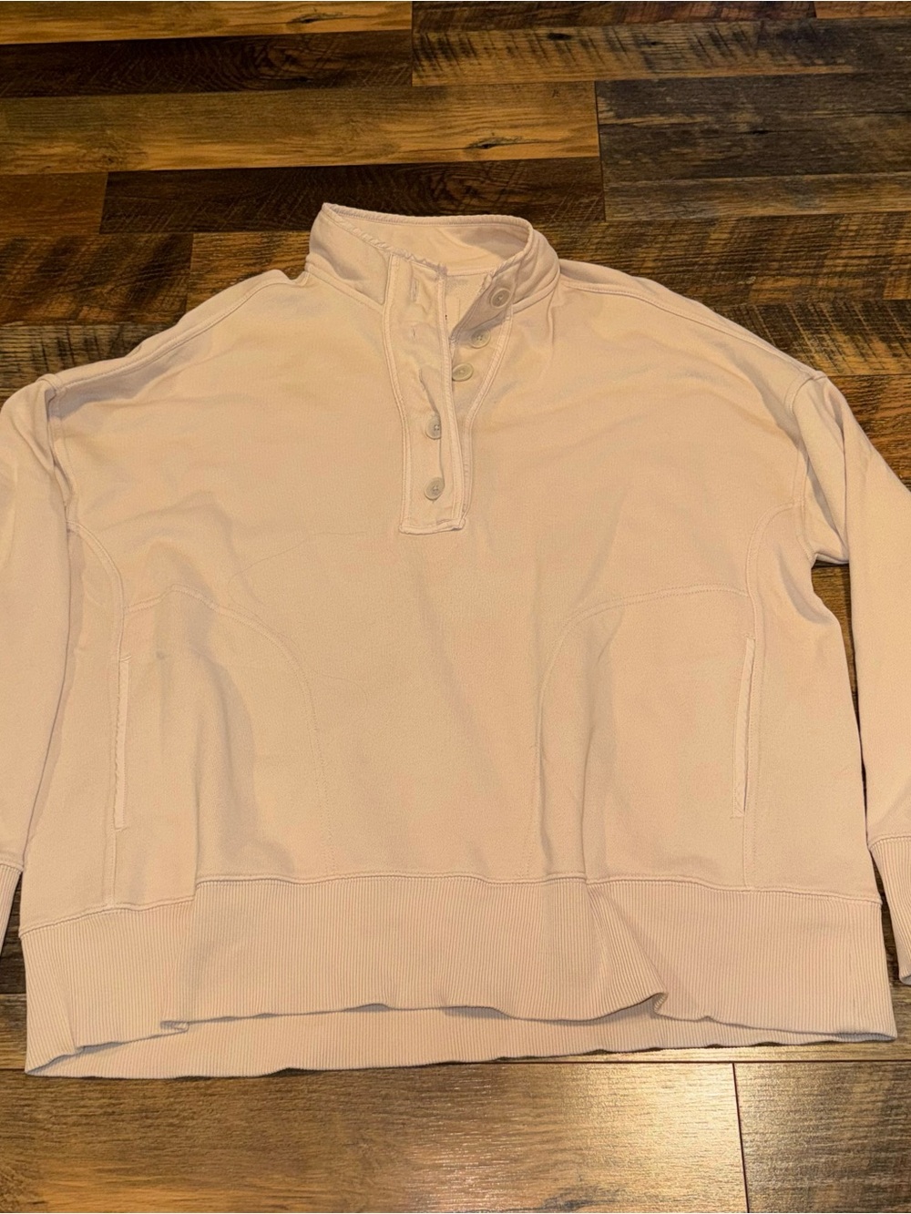 aerie Men's Cream Crewneck Button Placket Sweater